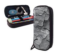 FJAUOQ Cracks on Dry Ground Pencil Case Big Capacity Leather Pencil Pouch Portable Pencil Bag with Zipper for Office Organizer