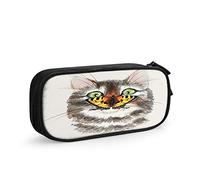 FJAUOQ Cute Cat Large Capacity Pen Pencil Case Butterfly On The Nose Watercolor Painting Funny Animal Cool Design Simple Stationery Bag Holder for School Office Student Girls Boys