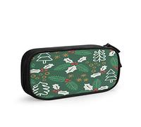 FJAUOQ Cute Christmas Pattern Large Capacity Pen Pencil Case Ivy Xmas Tree Mistletoe Holly Leaves Red Berries Snow Simple Stationery Bag Holder for School Office Student Girls Boys