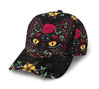 FJAUOQ Day of The Dead Kitty Cat Sugar Skull Baseball Cap Summer Caps Vintage Dad Cap Unisex Snapback Trucker Hat, Multi-Coloured, One Size