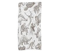 FJAUOQ Dinosaurs Print,Quick Dry Towel Set,Various Dinosaurs Illustrations Skeleton,Tea Towels,Beach Towel for Adults,Microfibre Towel for Gym Kitchen Bath,Dark Brown,12x27.5in