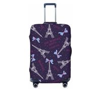 FJAUOQ Eiffel Tower Bow Tie Paris Luggage Cover-Travel Suitcase Protector Covers Washable Fits 18-32 Inch Luggage(Not Included Suitcase)
