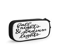FJAUOQ Fall Nights and Stadium Lights Large Capacity Pen Pencil Case Autumn Quote Lettering Handwriting Phrase Cool Simple Stationery Bag Holder for School Office Student Girls Boys