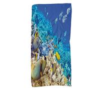 FJAUOQ Fish Pattern,Bath Towels/Hand Towels/Washcloths,Sea and Zebrafish Picture,Bathroom Towels|Soft & Absorbent Towels for Bathroom,Blue Yellow,12x27.5in