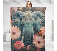 FJAUOQ for Enchanted Garden Elephant Plush Throw Blanket-Soft, Warm, Lightweight & Comfy Flannel-Fuzzy, Anti-Pilling Fabric-Perfect for Couch, Bedroom, Travel, Living Room 50in×40in