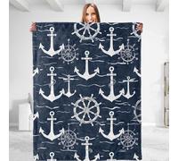FJAUOQ for Nautical Adventures Throw Blanket - Plush, Soft, Comfy, Lightweight, Warm, Fuzzy, Anti-Pilling Flannel, Perfect for Couch, Bedroom, Travel, Living Room 80in×60in