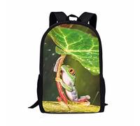 FJAUOQ Funny Frog Print Kids Backpack for School Boys Girls Elementary Cute Lightweight Large Bookbag Casual Daypack