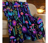 FJAUOQ Funny Mushroom Blanket Botanic Mushrooms Throws Colorful Print Plush Fuzzy Fleece Blankets Gifts for Girls Boys Super Soft Warm Cozy Stuff for Men Women Couch Bed Sofa Decor 50"x40"
