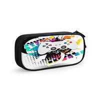 FJAUOQ Gamer Large Capacity Pen Pencil Case Modern Design Game Console Controller Color Splashes Motif Polka Dots Simple Stationery Bag Holder for School Office Student Girls Boys