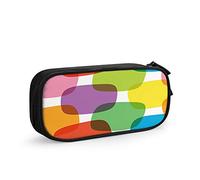 FJAUOQ Geometric Big Capacity Pencil Case Cube Art Rainbow Color Circles Box Bubble Cross Doodle Dots Pen Box Large Storage Bag Pouch School Stationary for Women Men