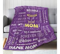 FJAUOQ Gift for Mom Blanket, Gift from Son Daughter Meaningful Words for Mom Blanket, Soft Cozy Warm Plush Fuzzy Lightweight Flannel Throw, Present for Birthday Mothers Day 80"x60" for Adults