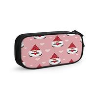 FJAUOQ Gnomes and Hearts Large Capacity Pen Pencil Case Valentines Day Seamless Pattern Lovely Pink Background Simple Stationery Bag Holder for School Office Student Girls Boys