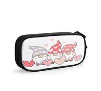 FJAUOQ Gnomes in Love Large Capacity Pen Pencil Case Doodle Cartoon Style Sweet Love Elf Heart Romantic Polka Dots Simple Stationery Bag Holder for School Office Student Girls Boys