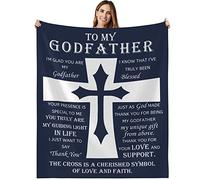 FJAUOQ Godfather Gifts,Throw Blanket for Godfather,Cross Pattern Godfather Blanket-Blessings and Thanks for Love and Faith,God Gift Blanket for Christmas,Birthday