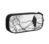 FJAUOQ Gothic Raven on a Tree Branch Pencil Case Compartments Pen Pouch Box Multifunctional Makeup Bag Holder Large Storage Stationery Organizer with Zipper for Office Travel