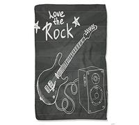 FJAUOQ Guitar Pattern,Quick Dry Towel Set,Love The Rock Music Themed Sketch Art,Tea Towels,Beach Towel for Adults,Microfibre Towel for Gym Kitchen Bath,Black White,16x27.5in