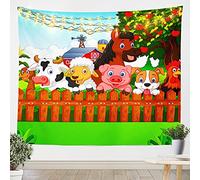 FJAUOQ Kids Cartoon Tapestry Wall Hanging Farm Animals Wall Tapestry Farmhouse Tapestry for Boys Girls Children Nature Country Style Wall Art Decor for Bedroom Living Room, Ultra Soft Large 59x82