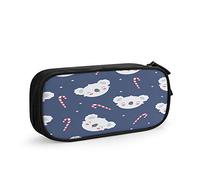 FJAUOQ Koala Large Capacity Pen Pencil Case Candy Cane Cute Face Adorable Koala Bear Stars Australia Animal Cartoon Simple Stationery Bag Holder for School Office Student Girls Boys