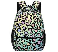 FJAUOQ Large School Backpack for Teens Boys Girls Leopard Print Pastel Lightweight Travel Daypack Book Bag, One Size
