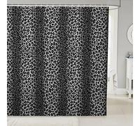 FJAUOQ Leopard Print Shower Curtain Black Grey Cheetah Fur Bathroom Curtain Africa Animals Waterproof Curtain for Kids Teens Boys Adult Room Decor Gradient Stripes Bath Curtain,12 Hooks,72" Wx72 L