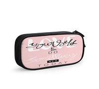FJAUOQ Love Yourself Do Something New Today Large Capacity Pen Pencil Case Motivational Inspirational Quote Pink Simple Stationery Bag Holder for School Office Student Girls Boys