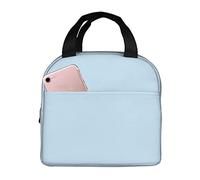 FJAUOQ Lunch Bag Insulated Lunch Box Light Pastel Plain Baby Blue Reusable Lunch Tote Box Bag Portable Leakproof Cooler Bag with Front Pocket Food Bag for Travel/Picnic/Work/Hiking/School/Office