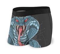 FJAUOQ Men's Classics Boxer Brief Cobra Snake Full Body Blue Novelty Boxer Shorts Print Underwear Stretch Boxer Trunk with Pouch