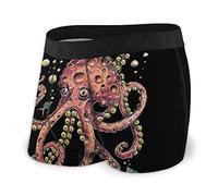 FJAUOQ Men's Classics Boxer Brief Cute Octopus Novelty Boxer Shorts Print Underwear Stretch Boxer Trunk with Pouch Black