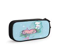 FJAUOQ Mermaid Big Capacity Pencil Case Ocean Sea Fish Sequin Mermaid Girl Holding Love Heart Leaves Stars Pen Box Large Storage Bag Pouch School Stationary for Women Men Blue