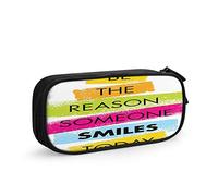 FJAUOQ Motivational Quote Big Capacity Pencil Case Word Be The Reason Someone Smiles Today Rainbow Pen Box Large Storage Bag Pouch School Stationary for Women Men