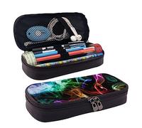 FJAUOQ Pencil Case, Large Capacity Leather Pencil Pouch, Cute Colorful Smoke Makeup Bag for Women Men
