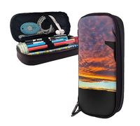 FJAUOQ Pencil Case Red Deer Bull Elk Sunset Printed Big Capacity Pencil Case Pencil Pouch Simple Stationery Organizer for Office Travel Holder Box