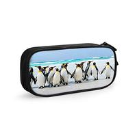 FJAUOQ Penguin Big Capacity Pencil Case Antarctic King Penguins Ice Burg Snow Water Wave Pen Box Large Storage Bag Pouch School Stationary for Women Men