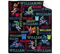 FJAUOQ Personalized Motocross Dirt Bike Blanket Gifts Custom Motorcycles Blanket with Name Super Soft Blankets Air Conditioning Blanket Christmas Thanksgivng Gifts Couch Bed 60x50 in for Teen