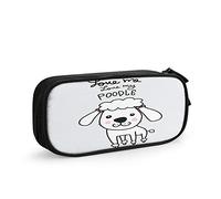 FJAUOQ Poodle Large Capacity Pen Pencil Case Love Me Love My Poodle Quote Cartoon Adorable Animal Pet Puppy White Simple Stationery Bag Holder for School Office Student Girls Boys