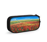 FJAUOQ Poppies Filed Large Capacity Pen Pencil Case Beautiful Flowers Acrylic Landscape Brush Stroke Paint Canvas Art Simple Stationery Bag Holder for School Office Student Girls Boys