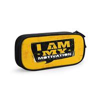 FJAUOQ Quote Big Capacity Pencil Case Word I Am My Motivation Gym Inspirational Quote Stars Pen Box Large Storage Bag Pouch School Stationary for Women Men Yellow Black