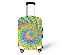 FJAUOQ Rainbow Spiral Abstract Art Travel Suitcase Protector Washable Summer,Beach Holiday Fractal Art Luggage Cover Fits 18"-32" Luggage for Women