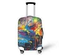 FJAUOQ Rainbow Splash Graffiti Travel Suitcase Protector Washable Summer,Abstract Art Beach Holiday Luggage Cover Fits 18"-32" Luggage for Women