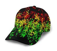 FJAUOQ Rasta Reggae Music Sun hat Unisex Baseball Caps Rasta Reggae Music Breathable Trucker Cap Adjustable Sport Caps Men Women with Ponytail Hole Sun Hat
