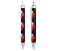 FJAUOQ Red Ladybug Retractable Ballpoint Pen Portable Blue Ink Ball Point Pen Work Pens for Home Office 2 PCS