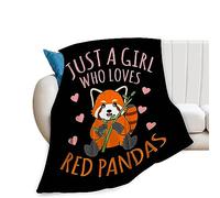 FJAUOQ Red Panda Blanket Soft Cozy Animal Throw Blanket Super Fuzzy Fluffy Warm Just a Girl Who Loves Red Pandas Lightweight Fleece Flannel Gifts Blankets for Kids Adults 50"X40"