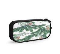 FJAUOQ Robin On The Christmas Tree Large Capacity Pen Pencil Case Green Leaves Branch Little Bird Adorable Animal Simple Stationery Bag Holder for School Office Student Girls Boys