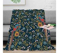 FJAUOQ Rustic William Morris Art Print Print Throw Blanket,Vintage Mid Century Boho Floral Bird Bed Blanket for Sofa Chair Bed Office 60x80inch(150x200cm)