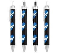 FJAUOQ Scotland Flag Half USA Flag Retractable Ballpoint Pen Portable Blue Ink Ball Point Pen Work Pens for Home Office 4 PCS