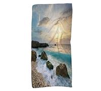 FJAUOQ Seascape,Quick Dry Towel Set,Seascape Composition of Nature Rocks,Tea Towels,Beach Towel for Adults,Microfibre Towel for Gym Kitchen Bath,Multicolor,12x27.5in