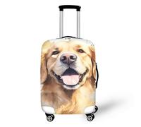 FJAUOQ Smiling Golden Retriever Travel Suitcase Protector Washable Summer, Beach, Holiday Dog Hand Drawing Luggage Cover Fits 18"-32" Luggage for Women