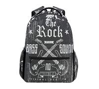 FJAUOQ The Rock Full Bass Sound Guitar Backpack Waterproof School Shoulder Bag Gym Backpack Music Gray Wooden Laptop Bag Outdoor Travel Bag For Kids Boys Girls Women Men