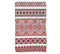 FJAUOQ Ukrainian Theme,Bath Towels/Hand Towels/Washcloths,Traditional Ukrainian Borders,Bathroom Towels|Soft & Absorbent Towels for Bathroom,Red White Black,16x27.5in