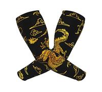 FJAUOQ Unisex Lightweight Cooling Arm Sleeves Royal Nobility Gold Dragon Compression Warmer Cover For Outdoor Activity